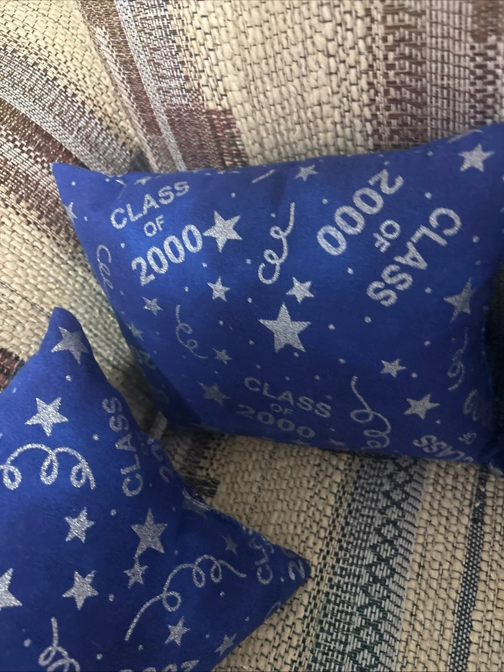 Decorative Blue 'Class of 2000' Accent Pillow Set of 4 handmade
